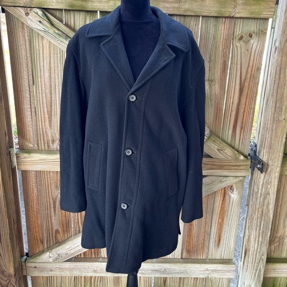 Lauren Ralph Lauren Black Cashmere Blend Notched Collar Lined Overcoat 40R - Picture 2 of 9